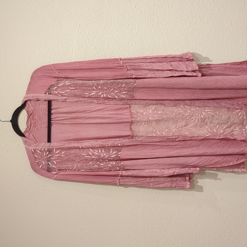 POL Pink Bohemian Long Open Kimono Cardigan